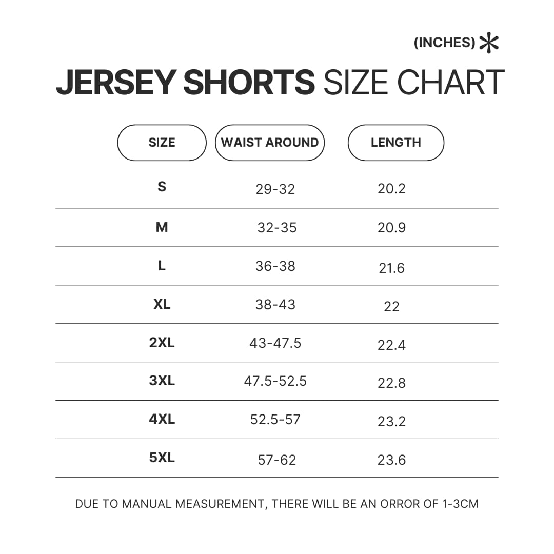 Jersey Shorts Size Chart - Hatsune Miku UK Shop