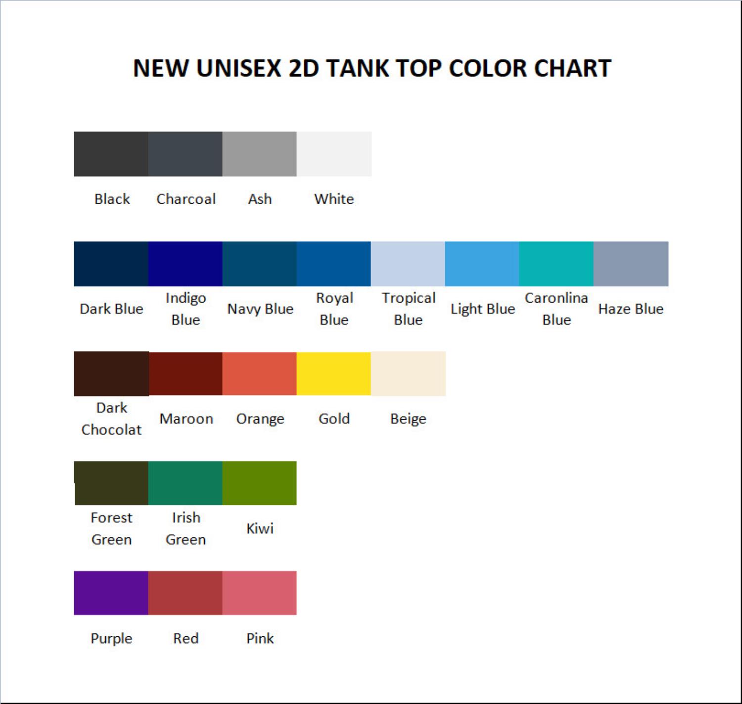 tank top color chart - Hatsune Miku UK Shop