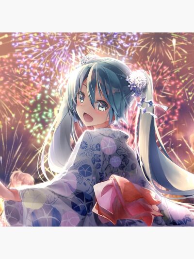 Alternative view of Firework Hatsune Miku Throw Pillow