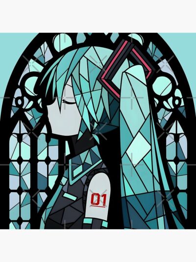 Alternative view of Stained Glass Hatsune Miku Throw Pillow