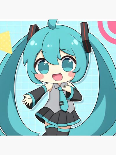 Alternative view of Chibi Hatsune Miku Vocaloid Throw Pillow