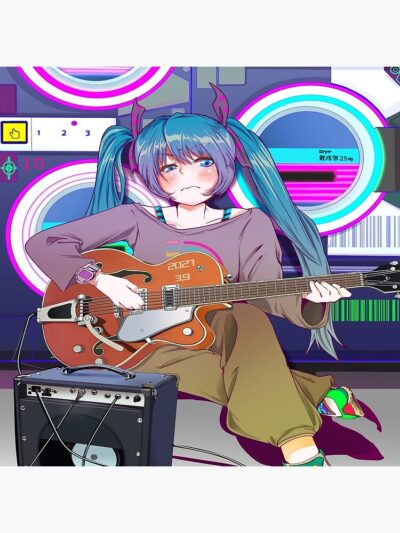 Alternative view of Play Guitar Hatsune Miku Throw Pillow