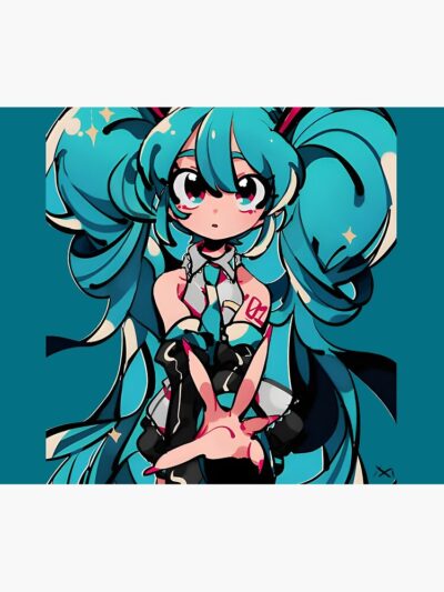 Alternative view of Retro Hatsune Miku Vocaloid Tapestry