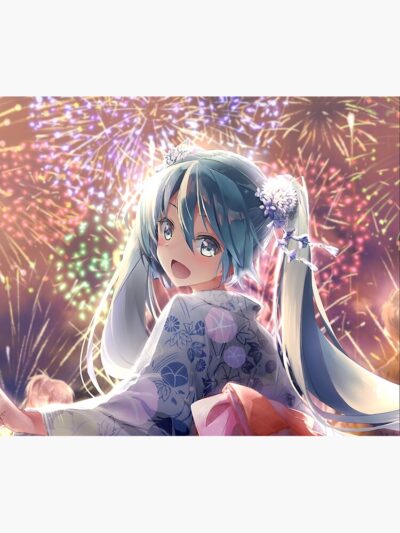 Alternative view of Firework Hatsune Miku Tapestry