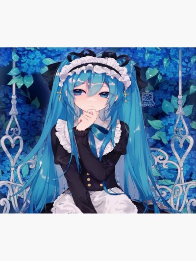 Alternative view of Blue Flowers Hatsune Miku Tapestry