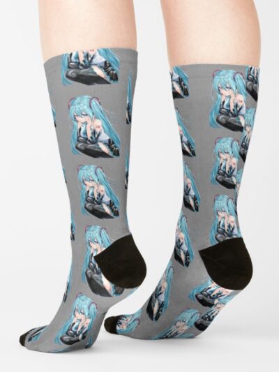 Alternative view of Grey Hatsune Miku Socks