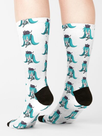 Alternative view of Miku With A Cat Socks