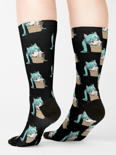 Alternative view of Play with cat Hatsune Miku Socks